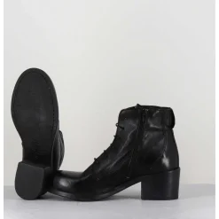 Chaussures En Cuir Noir A Lacets - 1Cw348 Nero