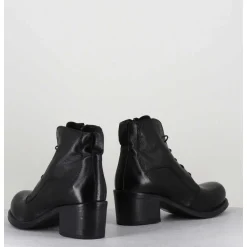 Chaussures En Cuir Noir A Lacets - 1Cw348 Nero