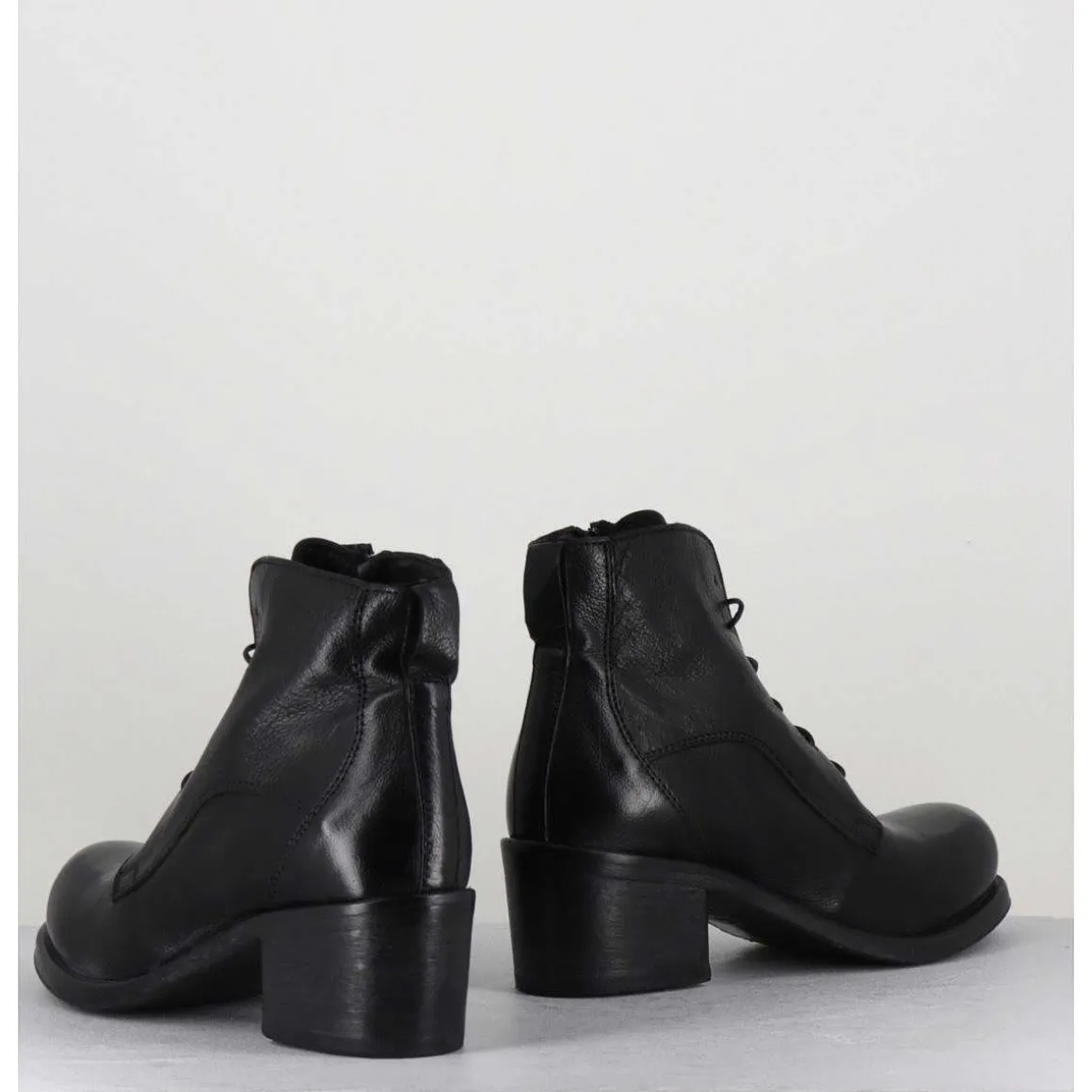 Chaussures En Cuir Noir A Lacets - 1Cw348 Nero