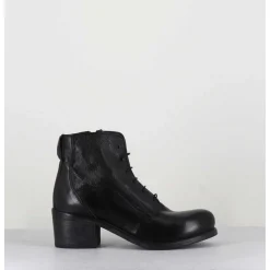 Chaussures En Cuir Noir A Lacets - 1Cw348 Nero