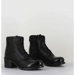 Chaussures En Cuir Noir A Lacets - 1Cw348 Nero