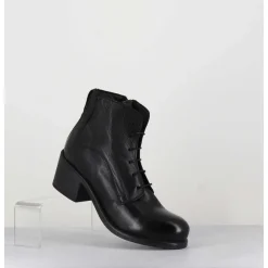 Chaussures En Cuir Noir A Lacets - 1Cw348 Nero