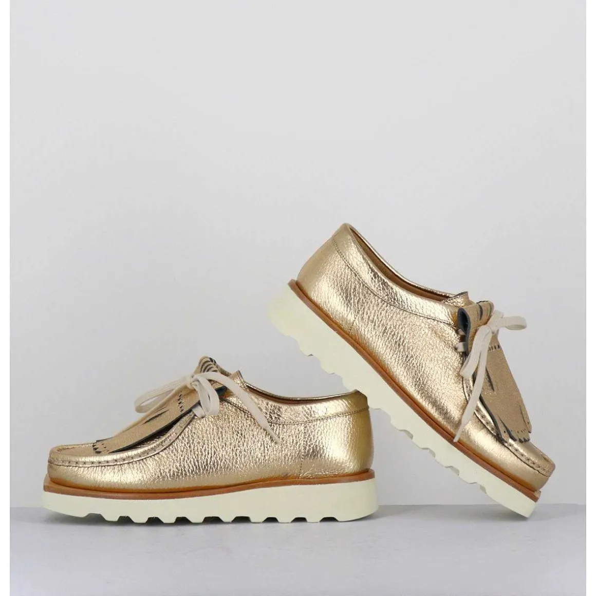 Chaussures Legeres En Cuir Dore Frange Amovible - 6549 Air Frangia