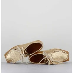 Chaussures Legeres En Cuir Dore Frange Amovible - 6549 Air Frangia