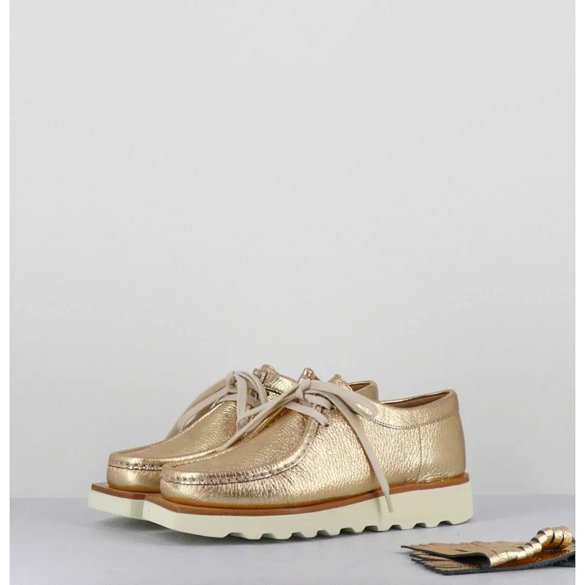Chaussures Legeres En Cuir Dore Frange Amovible - 6549 Air Frangia