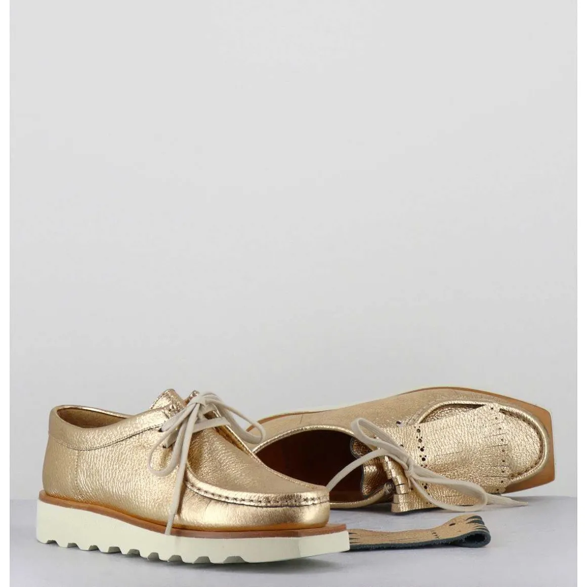 Chaussures Legeres En Cuir Dore Frange Amovible - 6549 Air Frangia