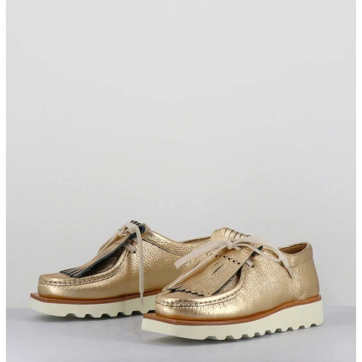 Chaussures Legeres En Cuir Dore Frange Amovible - 6549 Air Frangia