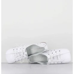 Chaussures Minimalistes A Lacets En Cuir Blanc Perfore - Ab4651 Nappato Bianco