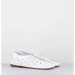 Chaussures Minimalistes A Lacets En Cuir Blanc Perfore - Ab4651 Nappato Bianco