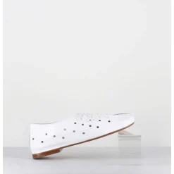 Chaussures Minimalistes A Lacets En Cuir Blanc Perfore - Ab4651 Nappato Bianco