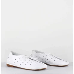 Chaussures Minimalistes A Lacets En Cuir Blanc Perfore - Ab4651 Nappato Bianco