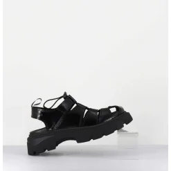 Chaussures Multi-Brides & Elastique Cuir Noir - Eunice Black Sandals