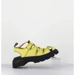 Chaussures Multi-Brides & Elastique Cuir Jaune - Eunice Lime Sandals