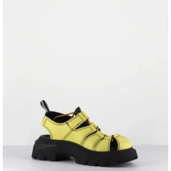 Chaussures Multi-Brides & Elastique Cuir Jaune - Eunice Lime Sandals