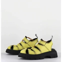 Chaussures Multi-Brides & Elastique Cuir Jaune - Eunice Lime Sandals
