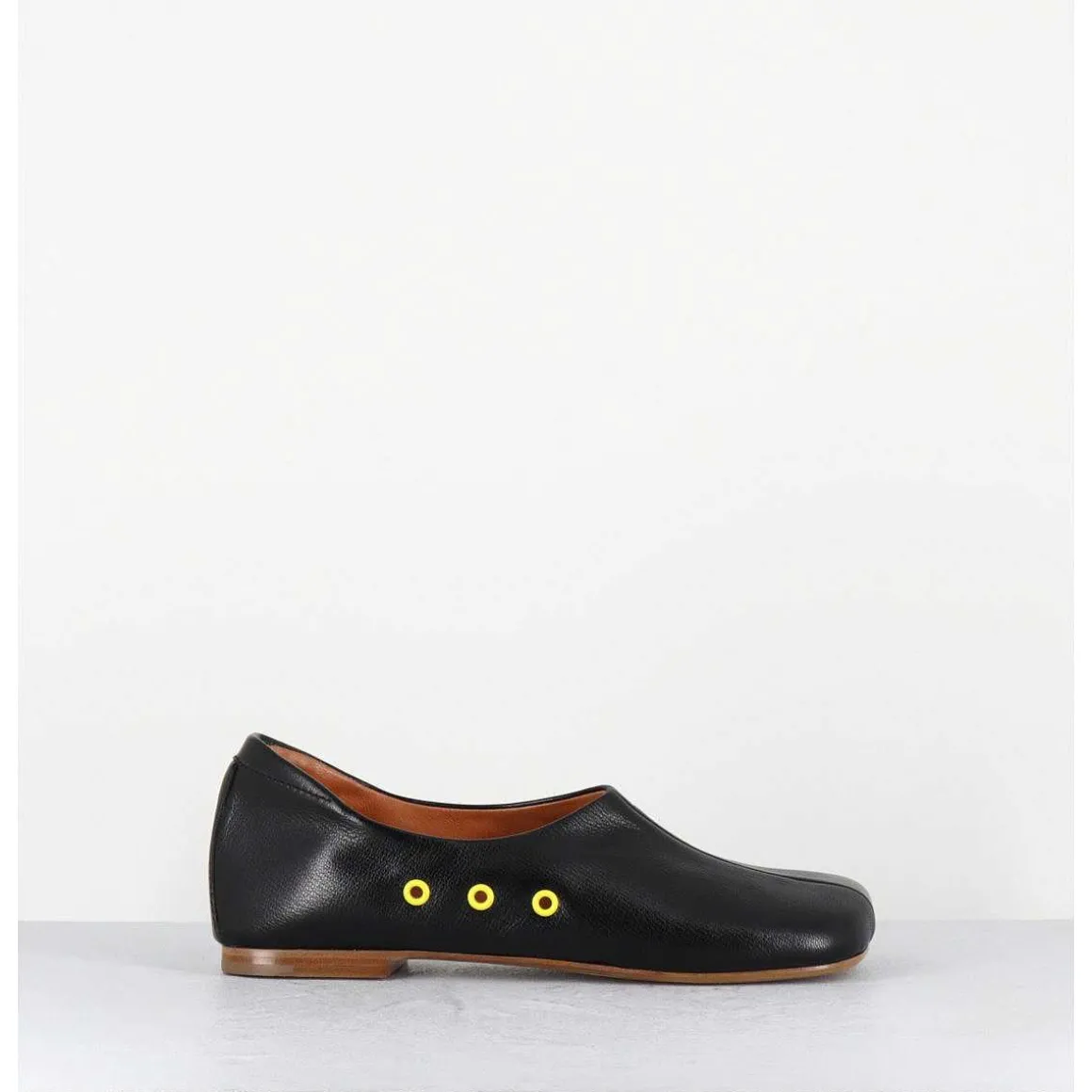 Chaussures Plates En Cuir Noir Esprit 60S - Ab4624 Madras Nero