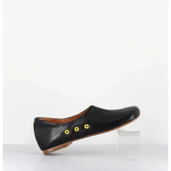 Chaussures Plates En Cuir Noir Esprit 60S - Ab4624 Madras Nero