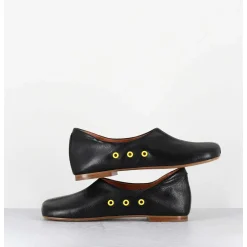 Chaussures Plates En Cuir Noir Esprit 60S - Ab4624 Madras Nero