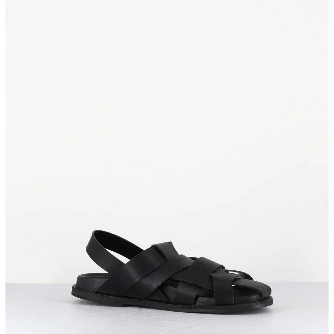 Chaussures Plates En Cuir Noir Semi-Ouvertes - Kerou Texano Nero