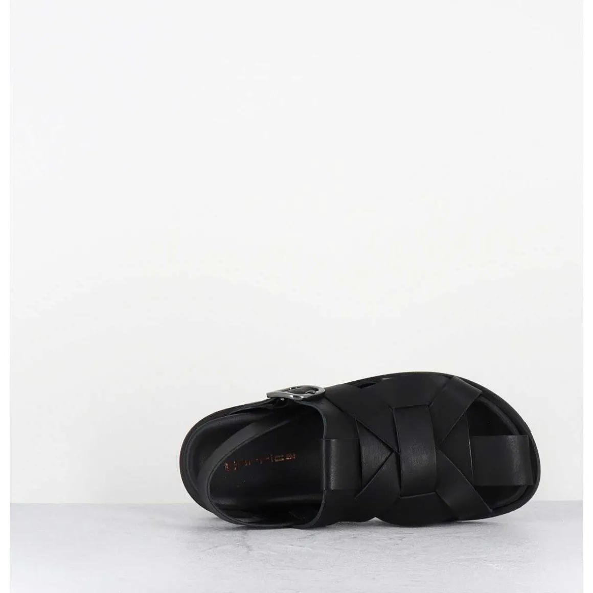 Chaussures Plates En Cuir Noir Semi-Ouvertes - Kerou Texano Nero