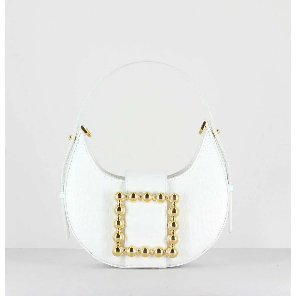 Cindy Golden Buckle - Croco Blanc