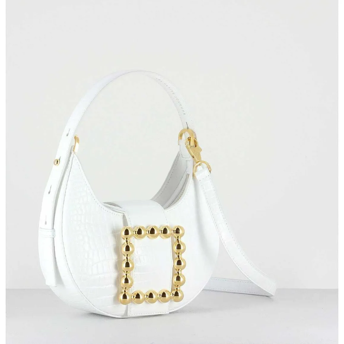 Cindy Golden Buckle - Croco Blanc