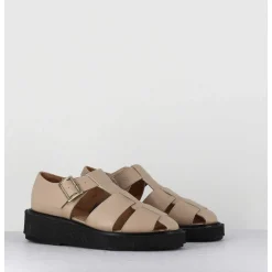 Creepers En Cuir Graine Beige - Glick Cowhide