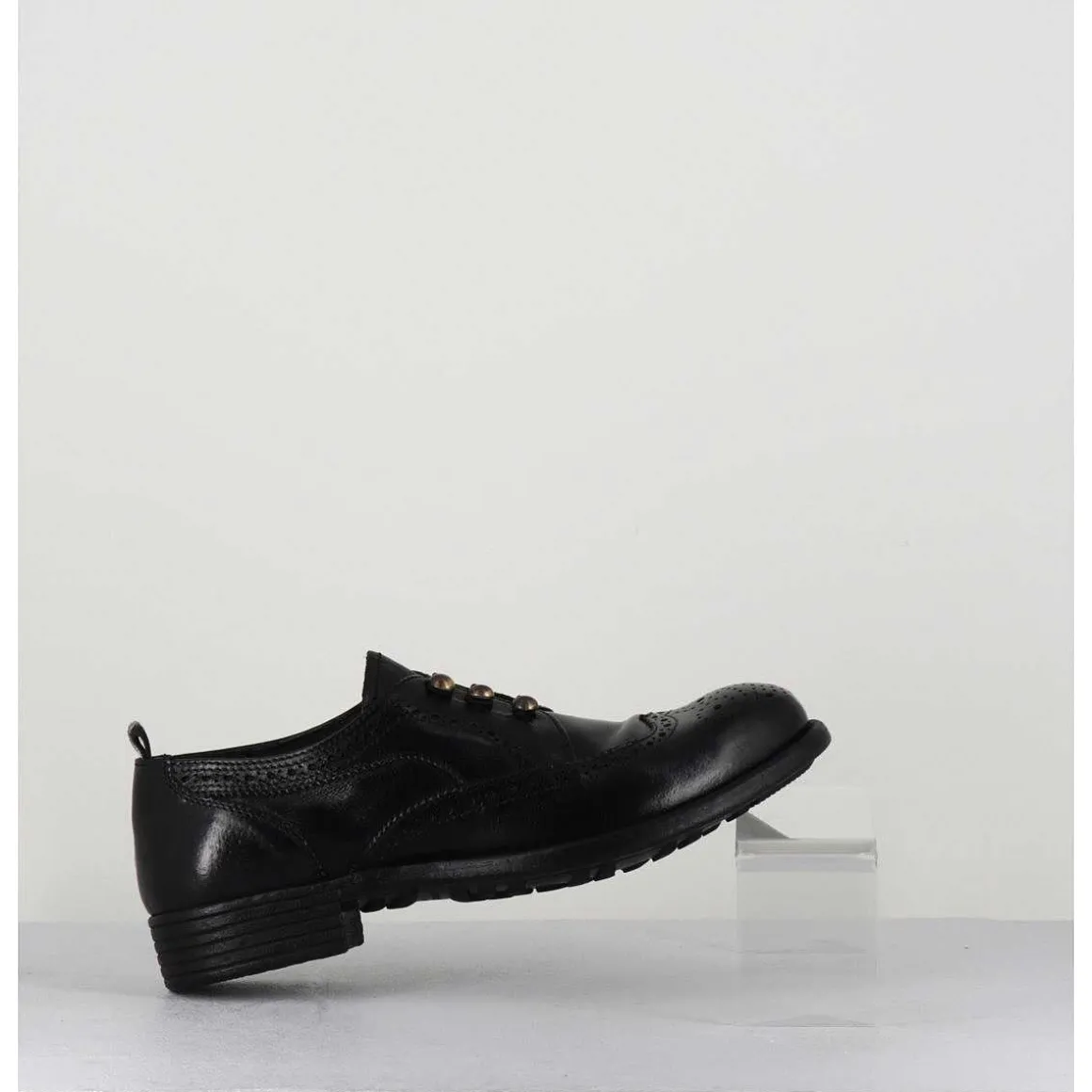 Derbies A Boutonniere En Cuir Noir - Calixte 035 Nero