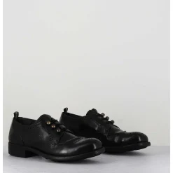 Derbies A Boutonniere En Cuir Noir - Calixte 035 Nero