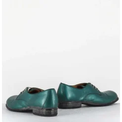 Derbies A Lacets En Cuir Metallise Bleu Ligne Japonisante - 45401A Bon Malta