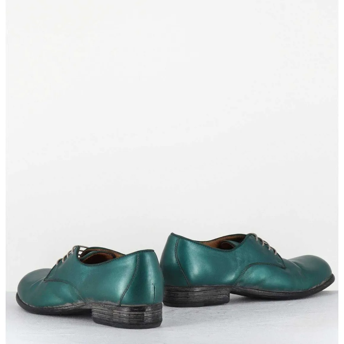 Derbies A Lacets En Cuir Metallise Bleu Ligne Japonisante - 45401A Bon Malta