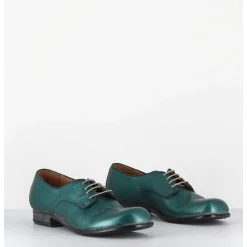 Derbies A Lacets En Cuir Metallise Bleu Ligne Japonisante - 45401A Bon Malta