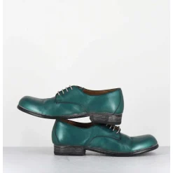Derbies A Lacets En Cuir Metallise Bleu Ligne Japonisante - 45401A Bon Malta