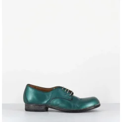 Derbies A Lacets En Cuir Metallise Bleu Ligne Japonisante - 45401A Bon Malta