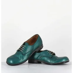 Derbies A Lacets En Cuir Metallise Bleu Ligne Japonisante - 45401A Bon Malta