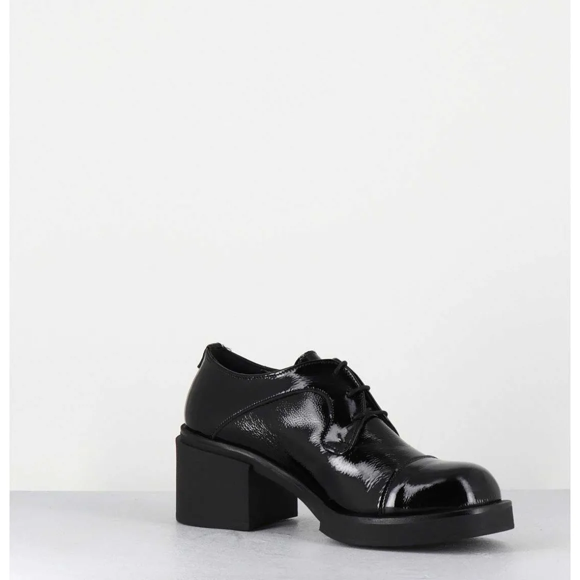 Derbies A Talon En Cuir Vernis Souple Noir - Yoshi Naplak Nero