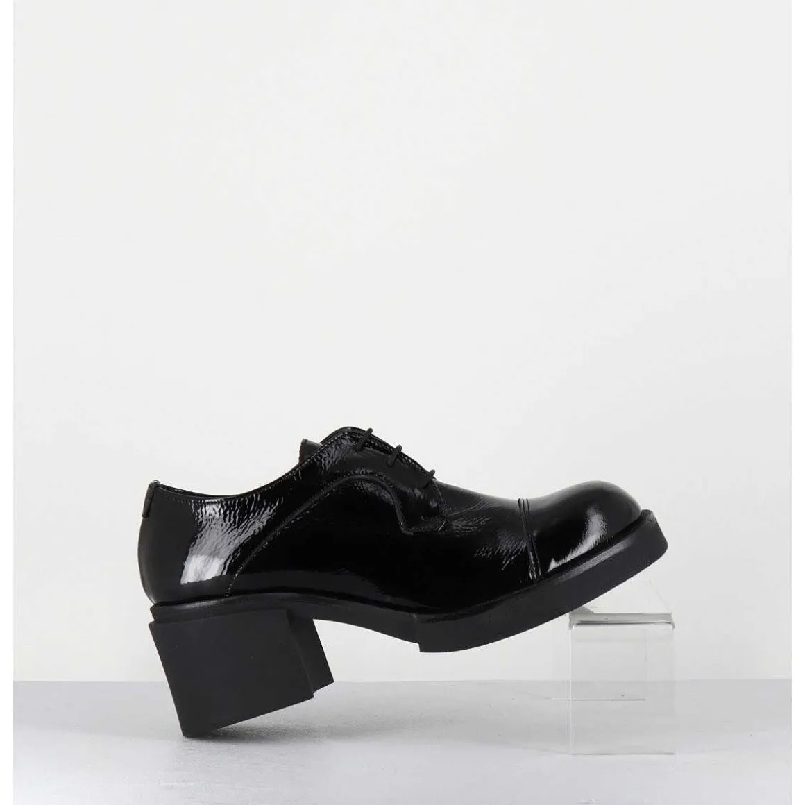 Derbies A Talon En Cuir Vernis Souple Noir - Yoshi Naplak Nero