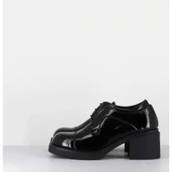 Derbies A Talon En Cuir Vernis Souple Noir - Yoshi Naplak Nero