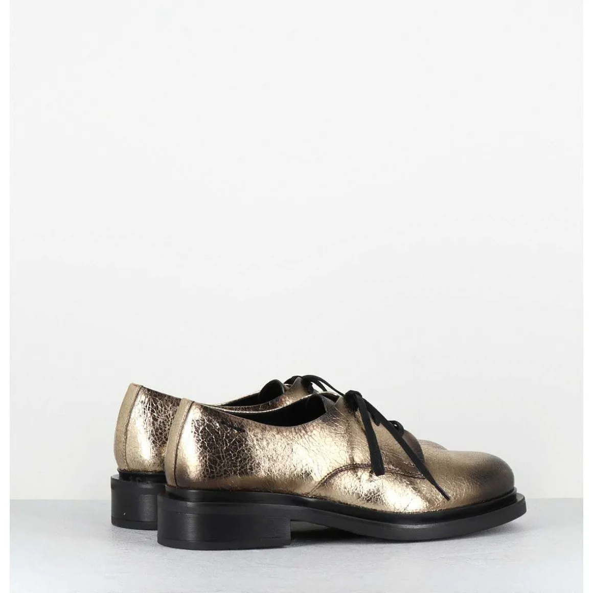Derbies En Cuir Craquele Dore Effet Use - 61364 Crash Oro