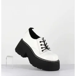 Derbies En Cuir Glace Blanc Semelle Epaisse - 1D7702D Buffy Ice