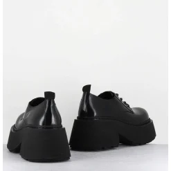 Derbies En Cuir Glace Noir Fume Semelle Epaisse - 1D7702D Buffy Black