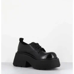 Derbies En Cuir Glace Noir Fume Semelle Epaisse - 1D7702D Buffy Black