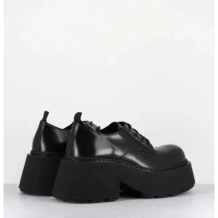 Derbies En Cuir Glace Noir Fume Semelle Epaisse - 1D7702D Buffy Black
