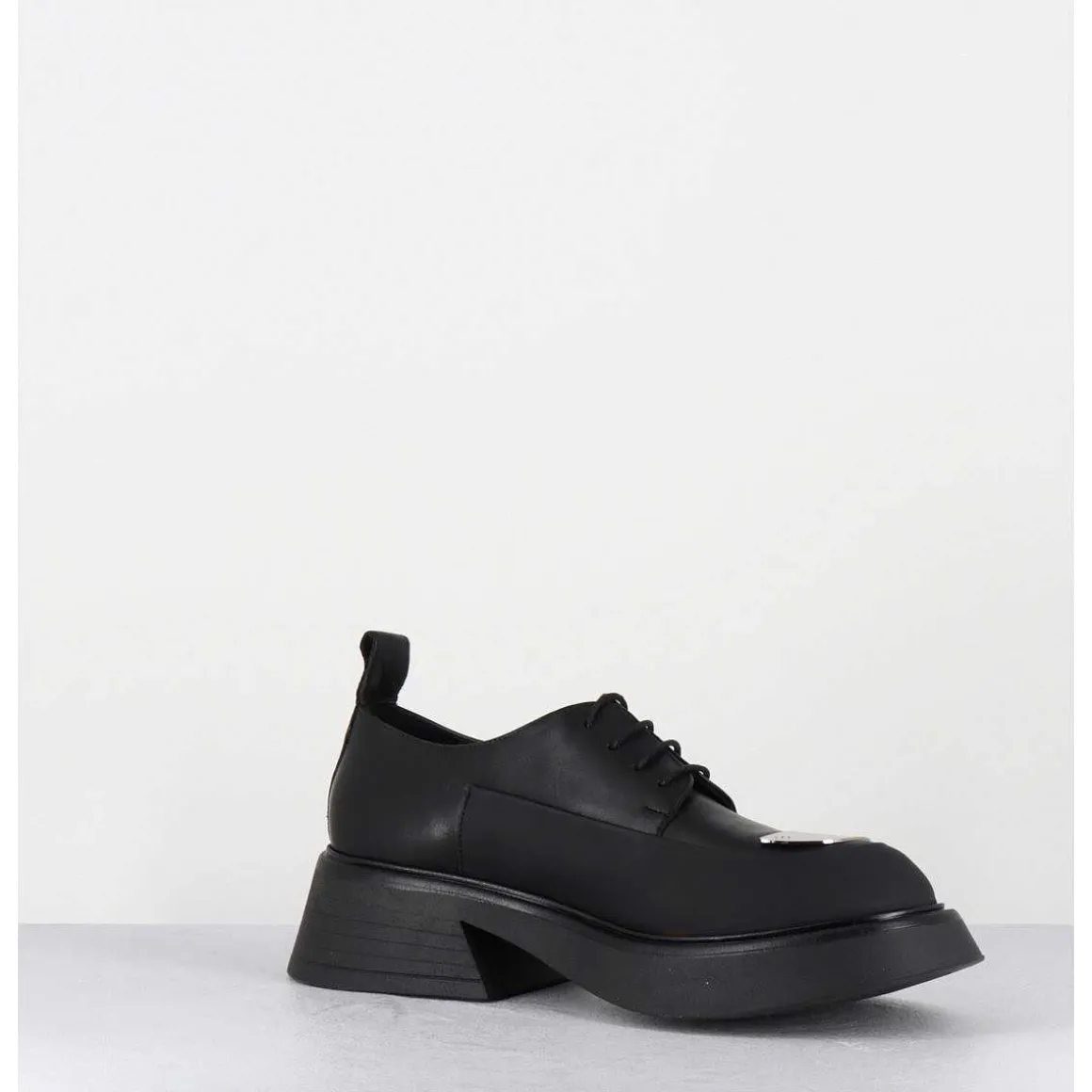 Derbies En Cuir Noir Bout Metallique - Pike Savana Nero