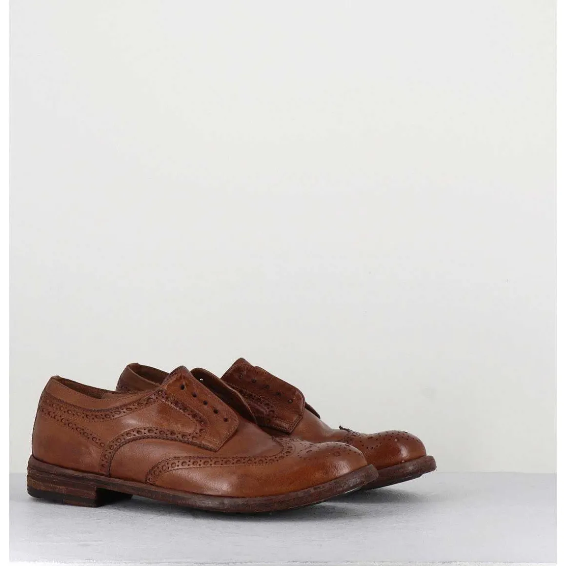 Derbies Fleuris En Cuir Camel - Lexikon001 Tabacco
