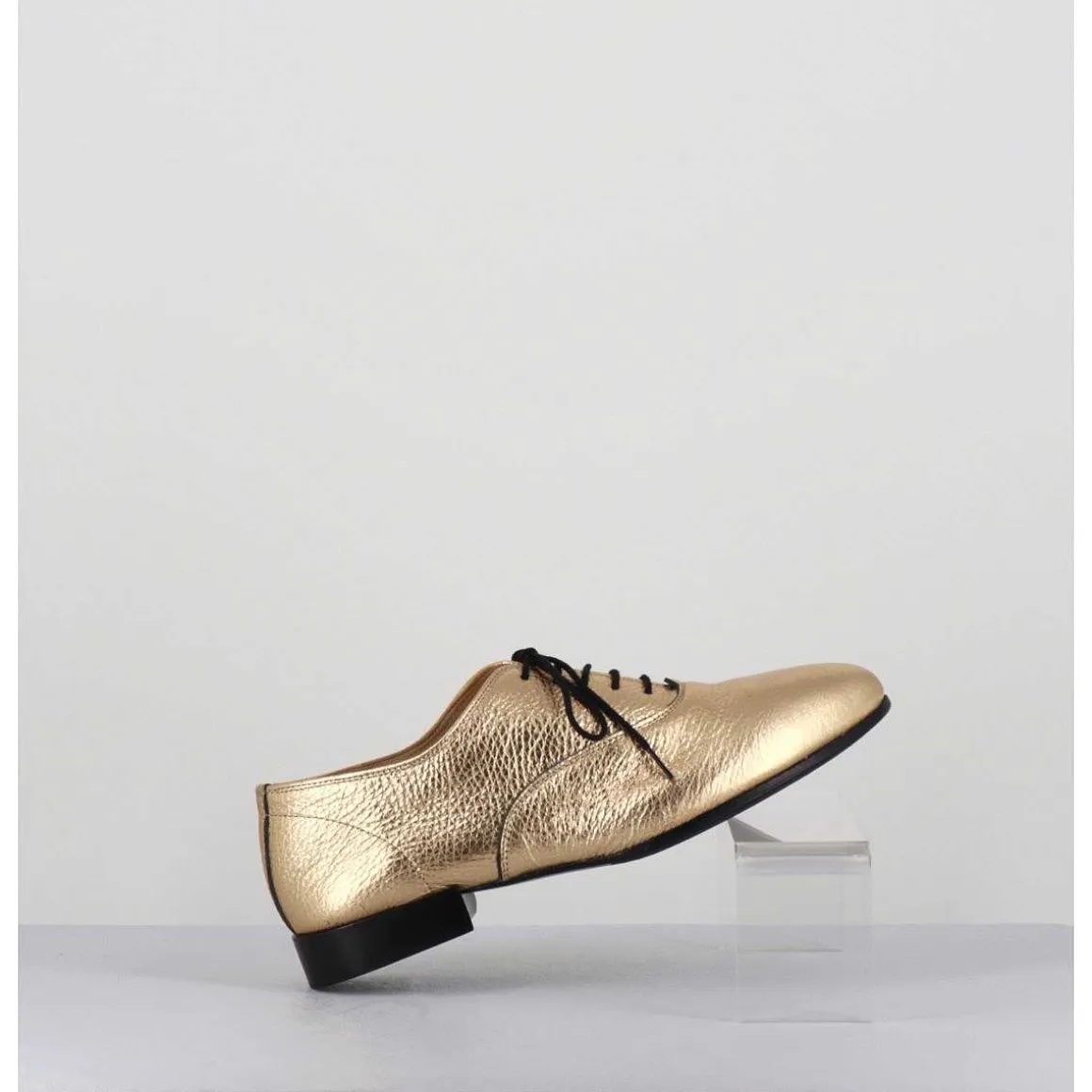 Derbies Minimalistes En Cuir Dore - Stja Cow Platino