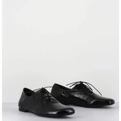Derbies Plats En Cuir Souple Noir - Maya 04 Glaze Nero