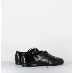 Derbies Plats En Cuir Vernis Souple Noir - 60364 Nappalak Nero