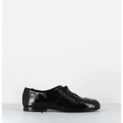 Derbies Plats En Cuir Vernis Souple Noir - 60364 Nappalak Nero