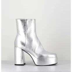 Disco Boots A Plateforme Cuir Argent - Care Argento
